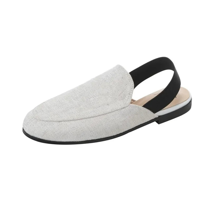 Rear elastic belt half slippers women summer wear Muller shoes 2023 new flat sandals