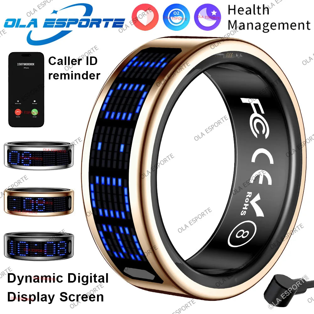 Health Smart Ring Heart Rate Sleep Monitoring Touch Display Screen Pedometer Multiple Exercise Modes Multi-Function Fashion Ring
