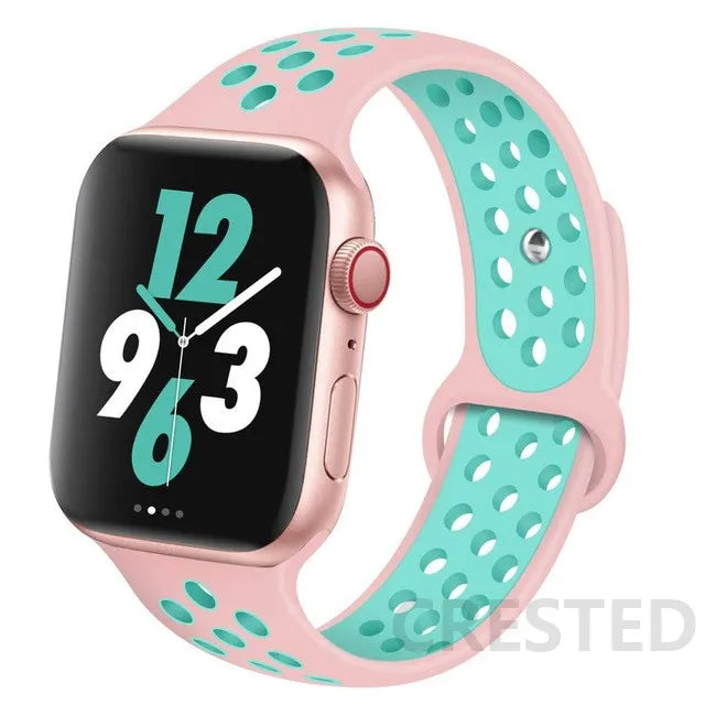 Silicone Strap For Apple Watch Band 45mm 44mm 40mm 49mm 41mm 38mm 42mm Sport bracelet iWatch Ultra 2 Series 9 8 7 6 se for nike