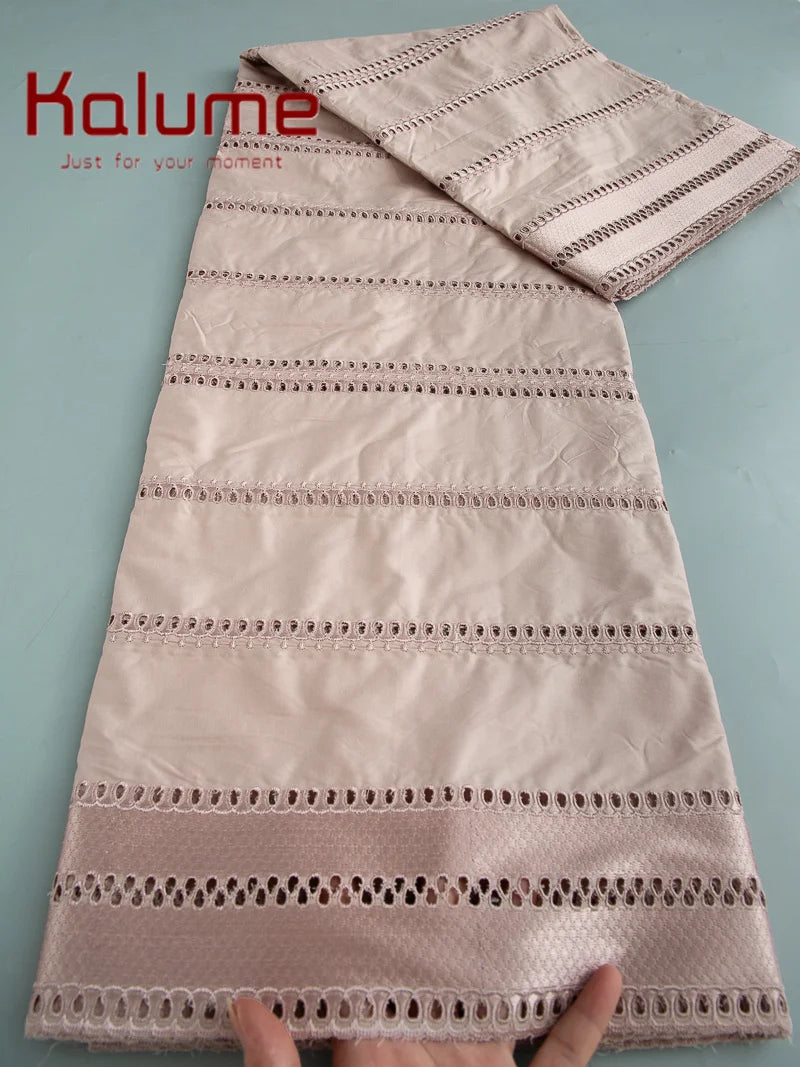 Kalume African Soft Cotton Fabric Dubai Lace Fabrics High Quality Material African Fabric for Sewing Man Suit Cloth 5Yards F4517