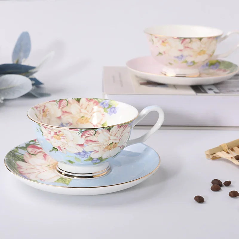 English British Afternoon Tea Cup  Premium Coffee Cups and Plates Home Office Cafe Ceramic Coffee Mug Bone Porcelain Cup
