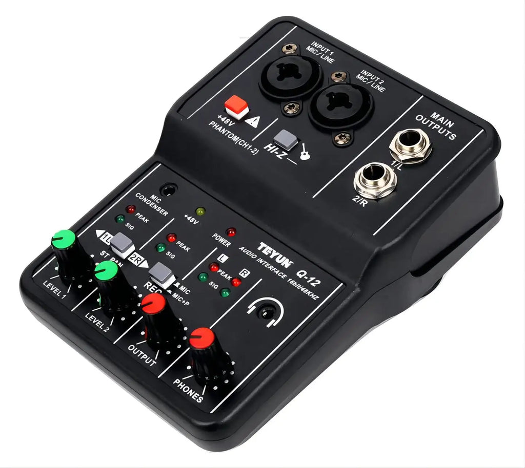 TEYUN Q-24 Q-22 Q-12 Professional Sound Card Audio Mixer Channel Monitoring Electric Guitar Live Recording For Studio Singing