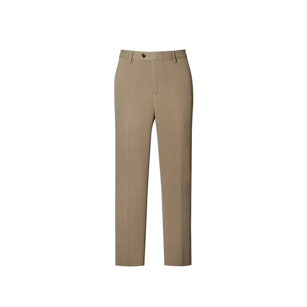 Autumn and Winter Khaki Woolen Trousers for Men, Business Casual, Warm, Casual Straight-Leg Pants