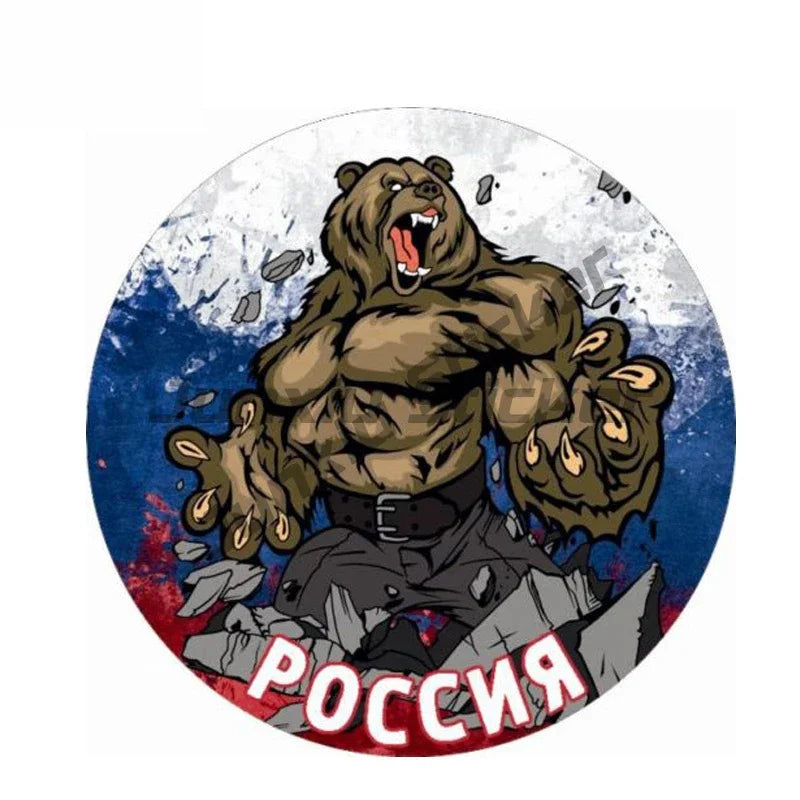 RU RUS Russian Bear Russia Country Code Oval Sticker Flag Bumper Water Proof Vinyl Car Stickers