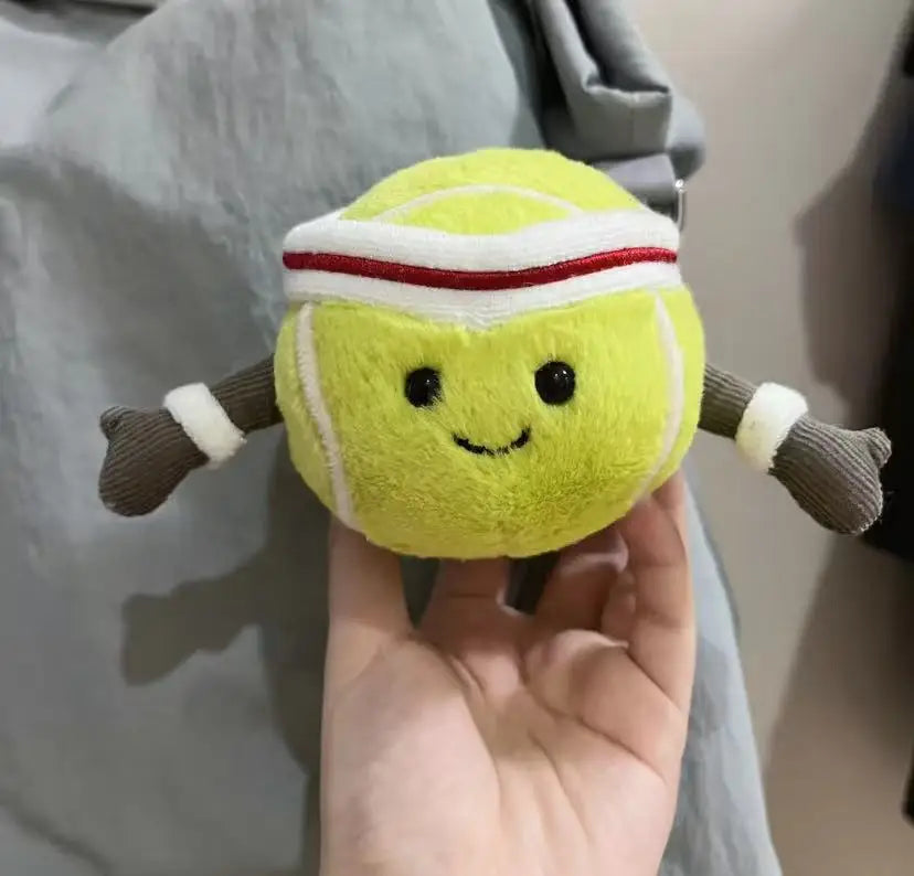 Cute Sports Ball Plush Series Soccer Basketball Tennis Soft Doll Keychain Bag Charm Stress Relief Kawaii Collectible Gift
