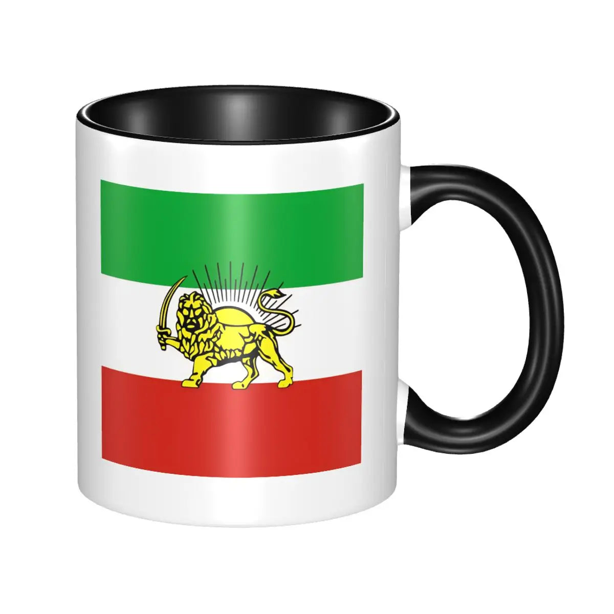 Iran Persia Map & Flag -Shir O Khorshid Lion And Sun Mug Kawaii Porcelain Mug Gift Graphic Creative Cups