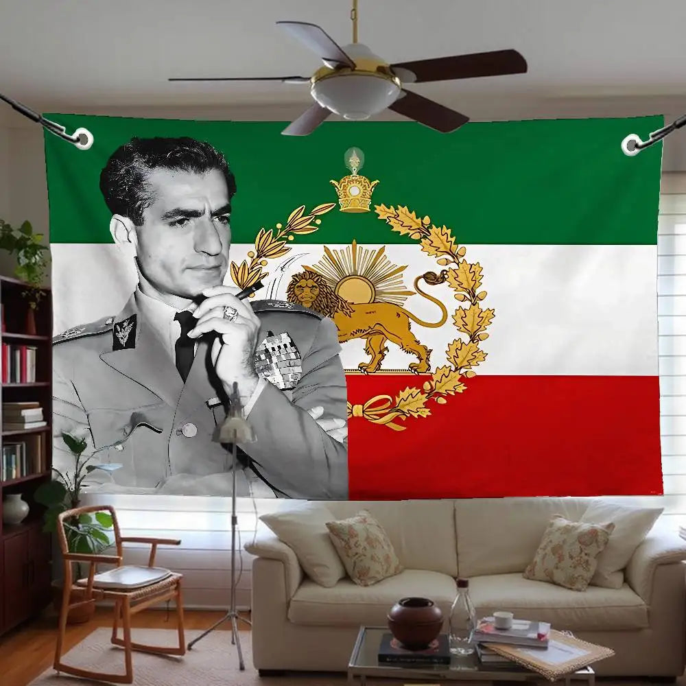Iran Flag Mohammad Reza Pahlavi Flags Room Decor Outdoor Decors Personalized Items Flags For Bedrooms Home Funny