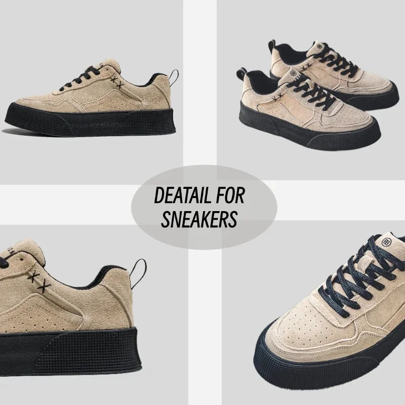 Men's Casual Low-Top Board Shoes Spring  Flats Platform Lace-Up Sneakers Street Style Breathable Designer Fashion Footwear