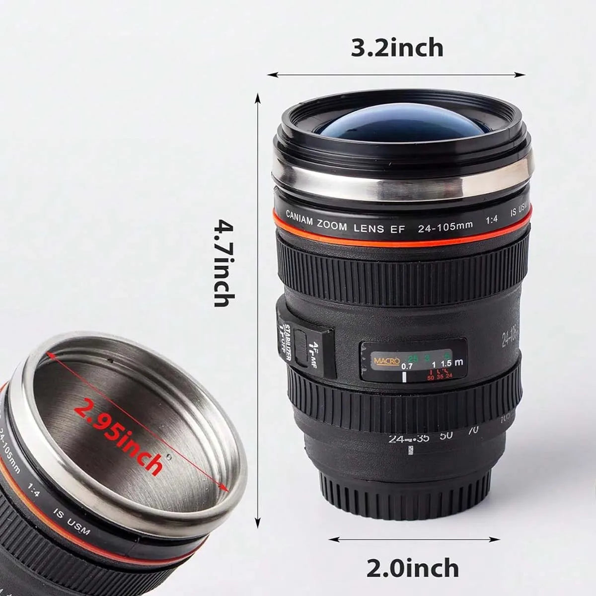 Camera Lens Mug Creative Camera Lens Stainless Steel Cup With Lid Portable Gift Cup For Outdoor Travel Camping For Photographers