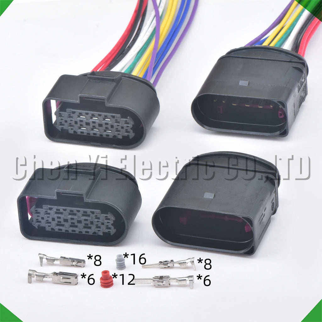14 Pin Automotive Connectors Xenon LED Front left and right headlights Wire harness Plug 3C0973737 3C0973837 For VW Audi Porsche
