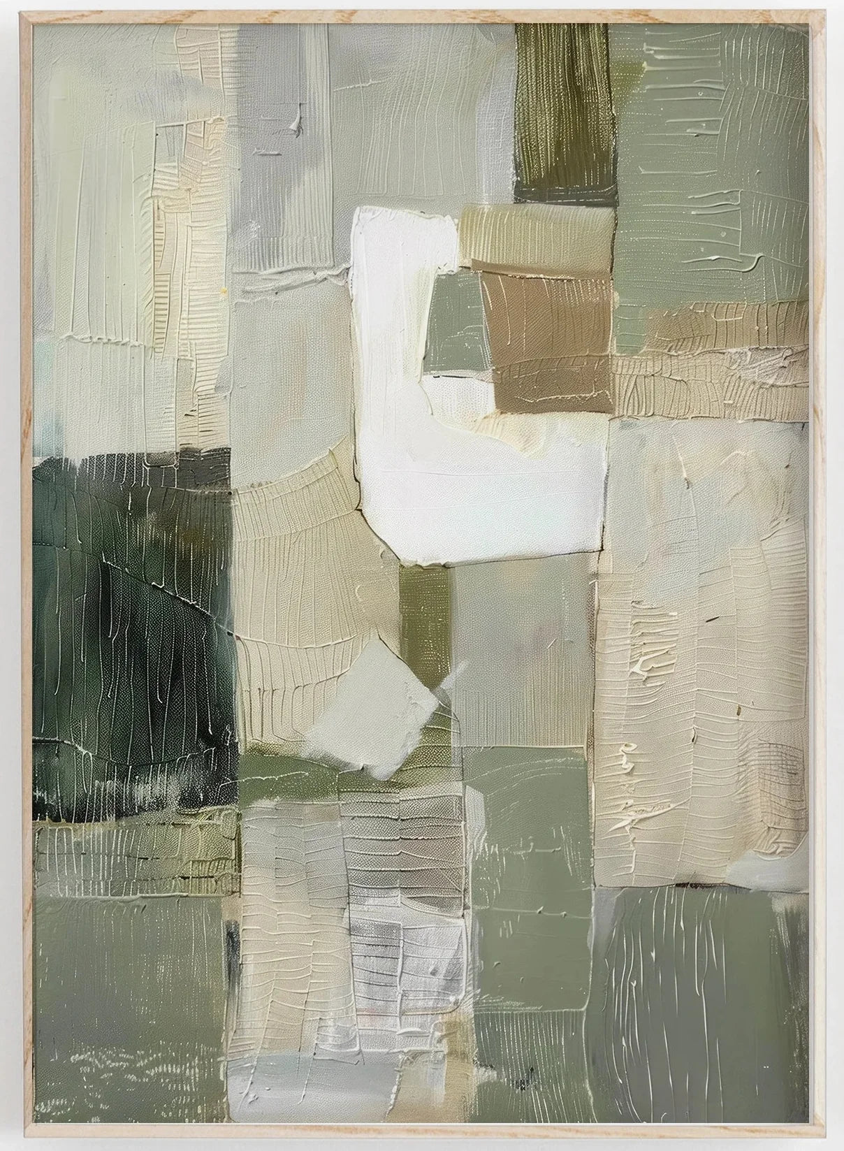 1/2Pcs Green Abstract Painting Set of 2, Neutral Acrylic Print, Sage Pastel Green, Modern Minimalist Poster, Wall Decor