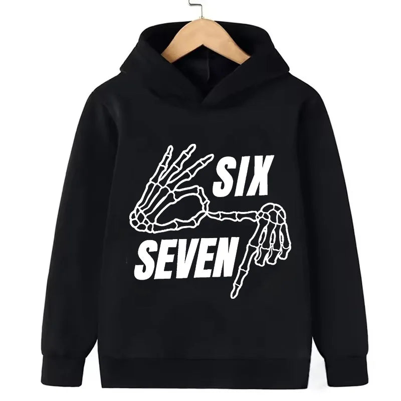 67 Six Seven Hoodies Clothing Italian Brainrot Sweatshirt Children Korean Tops Steal A BrainRot Cartoon Girls Boy Hooded Girls