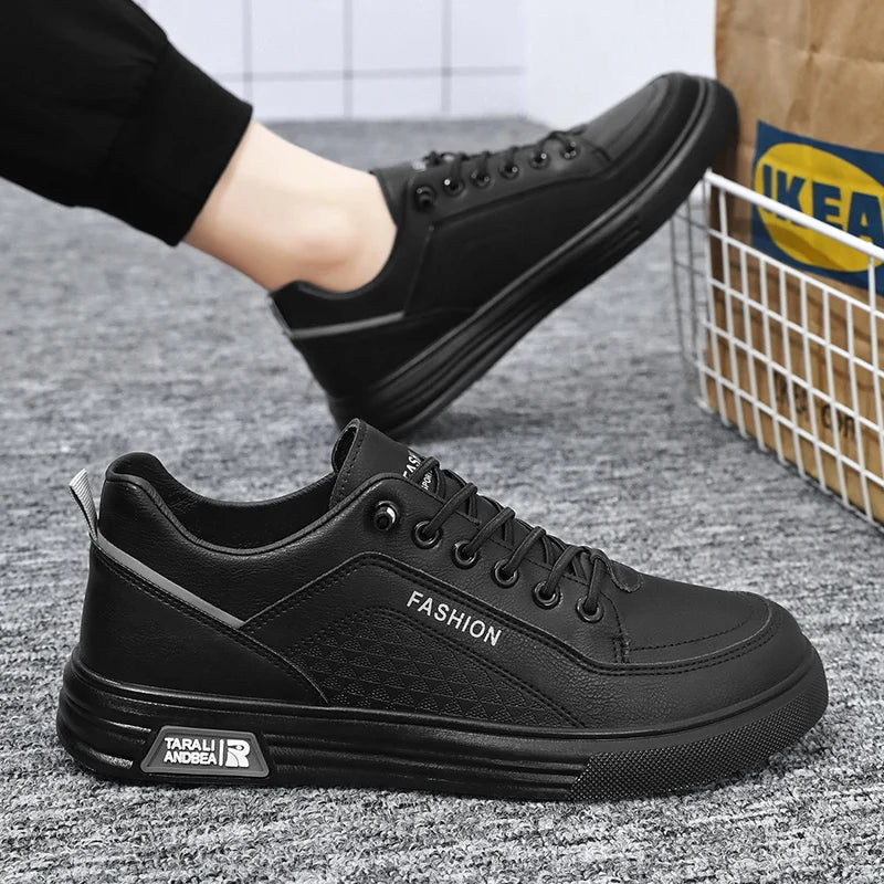 White Shoes Comfort Sports Vulcanized Shoes Zapatillas De Hombre Mens Casual Sneakers New Fashion Lace-up PU Leather Casual