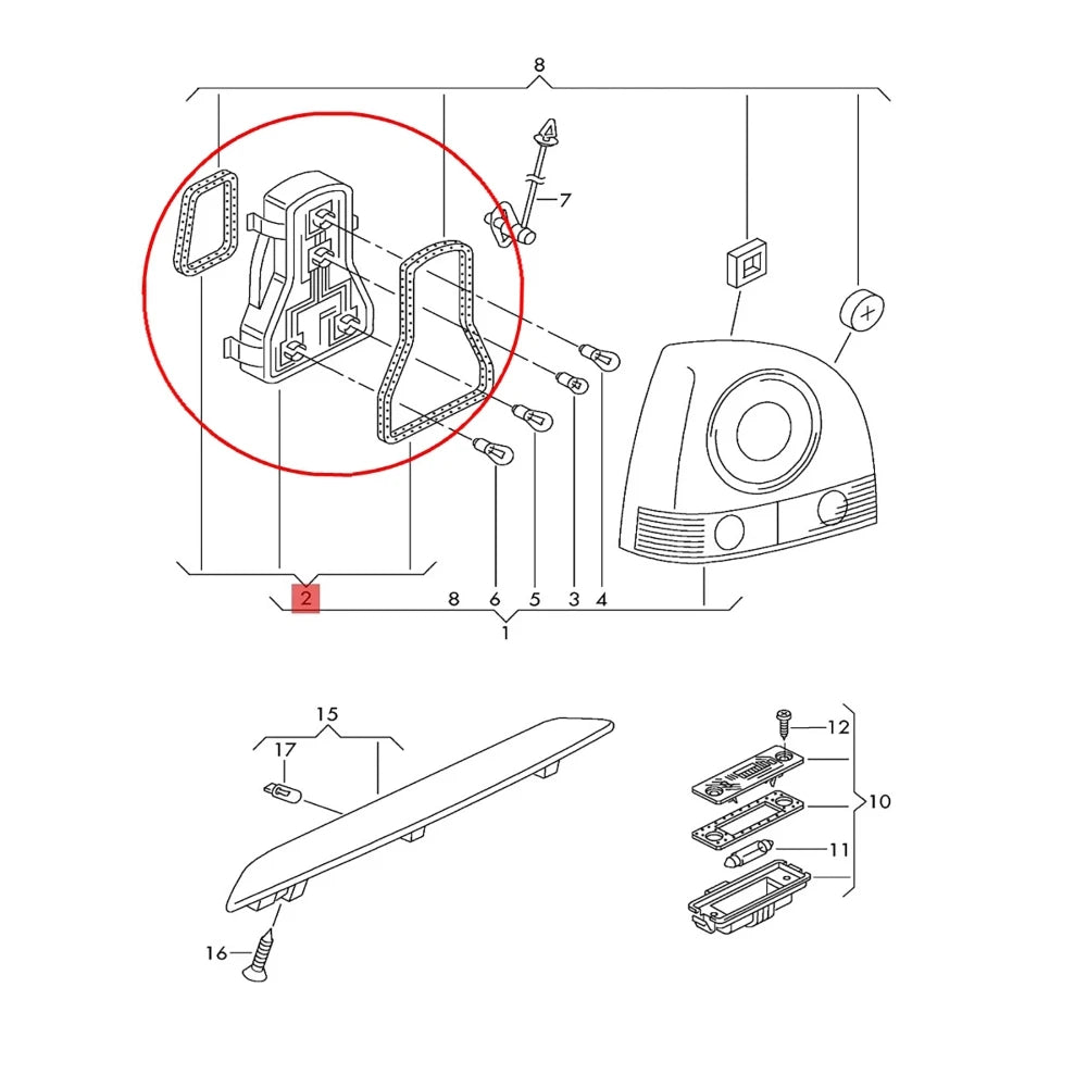 For Volkswagen VW POLO 9N 9N3 Hatchback 2005-2010 Tail Light Rear Reverse Lamp Circuit Board (No bulb) 6Q6945095AB 6Q6945096AB