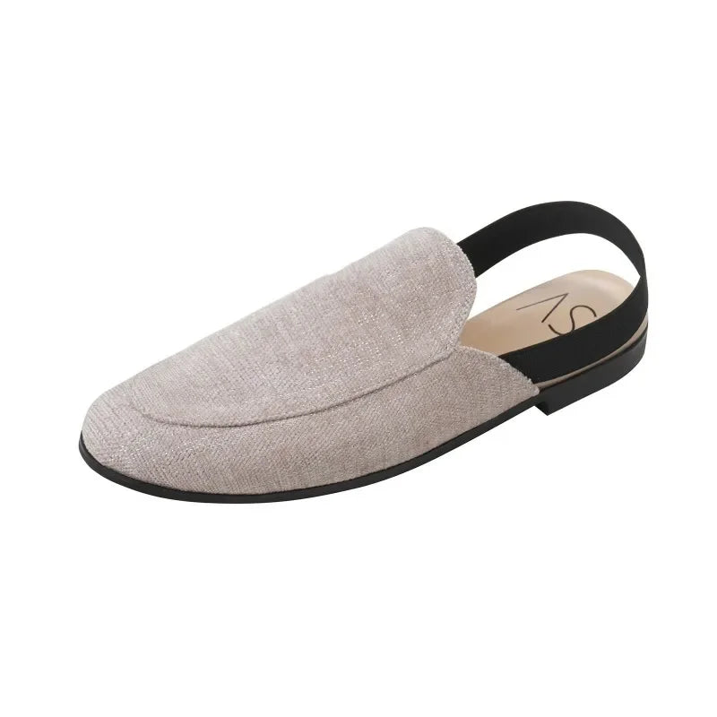 Rear elastic belt half slippers women summer wear Muller shoes 2023 new flat sandals