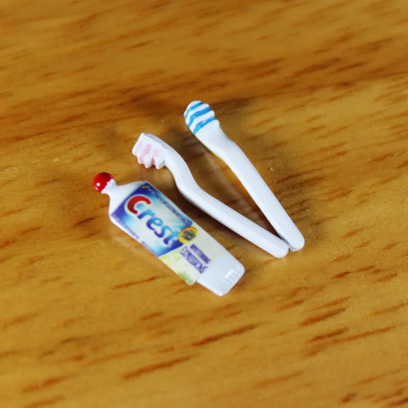 1/12 dollhouse miniature mini cup toothpaste toothbrush for ob11 blyth bjd pullip doll house furniture accessories toy - Free Item