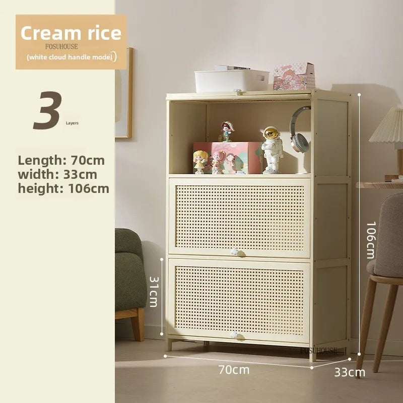 Cream Style Living Room Cabinets Household Bookcase with Door Storage Cabinet Floor Rack Wall Storage Cabinet Home Furniture