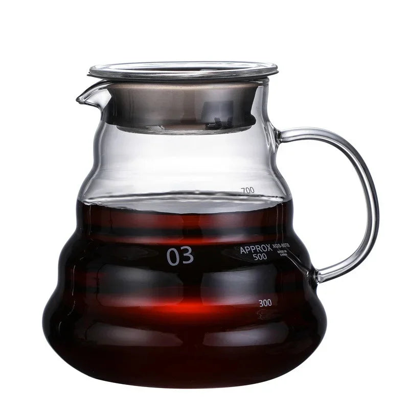 350/600/800ml Hand Brew Coffee Carafe Clouds Shape Clear Glass Kettle Sharing Pot with Lids Espresso Coffee Maker Accessories