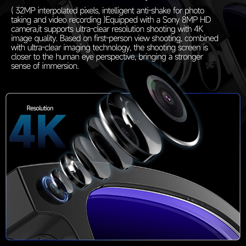 AI Smart Glasses 8 Million Pixels Recording Videos Photo Recognition Answer Translation 290mAh IP66 Waterproof Bluetooth Glasses