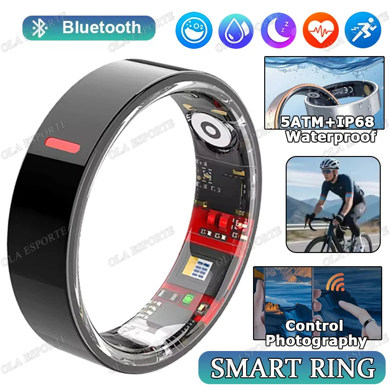 New Health Monitor Smart Ring Outdoor Waterproof Rings Real HRV Monitor Heart Rate Blood Pressure/Oxygen Sports Smartring 2025