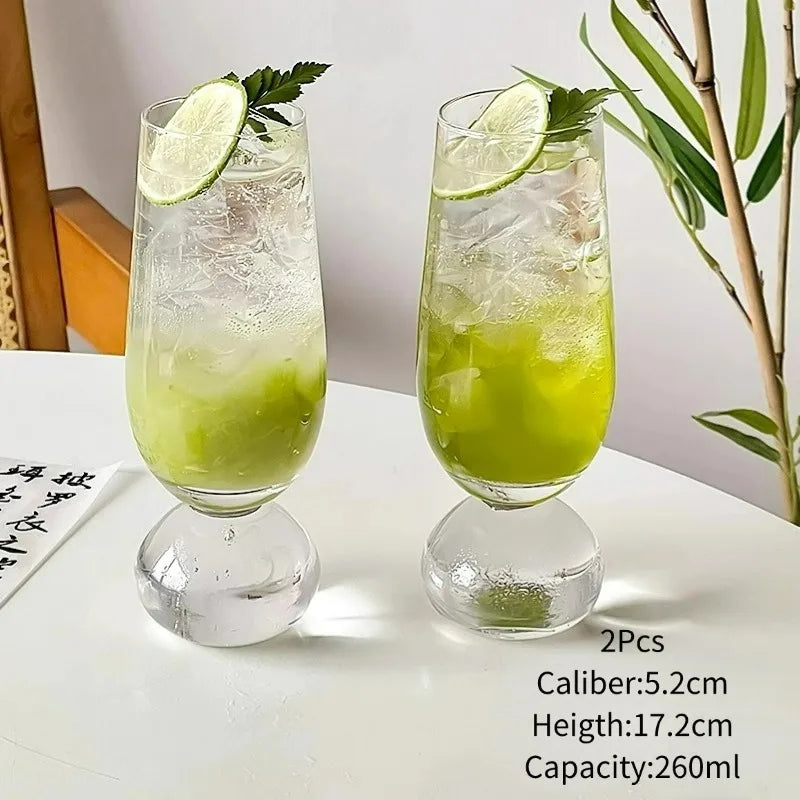 Ball Bottom Glass Juice Cup, Nordic Style Wine Glasses Cups, Creative Soda Bubbles Glass Cup,Restaurant Kitchen Tools