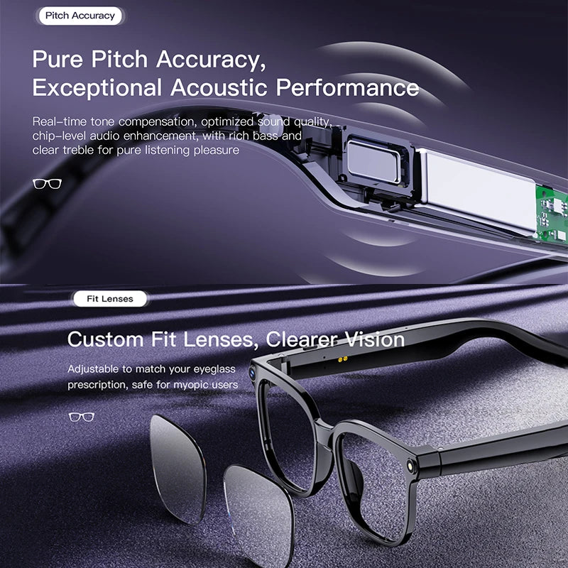 800W HD Camera Smart Glasses Photo AI Smart Assistant AI Translation Video Recording Smart Touch IP65 Waterproof Smart Glasses