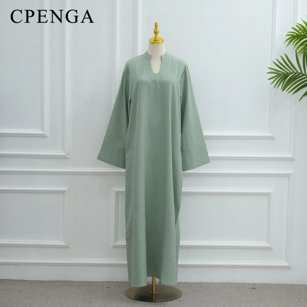 Ramadan Arabic Muslim Women Modest Dress Elegant Eid Dubai Abaya Islam Holiday Loose Outfit New Arrive Plain Turkey Kaftan Robe