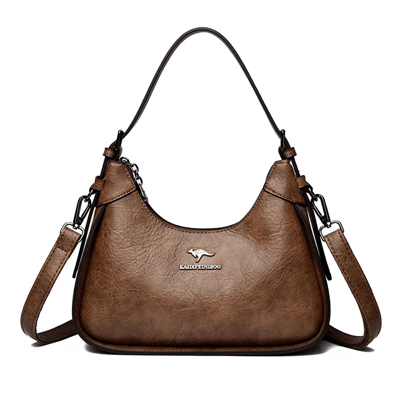 Genuine Brand Soft Pu Leather Shoulder Bag Luxury Women's Crossbody Messenger Bag Designer Female Hobo Handbag Sac A Main Purses