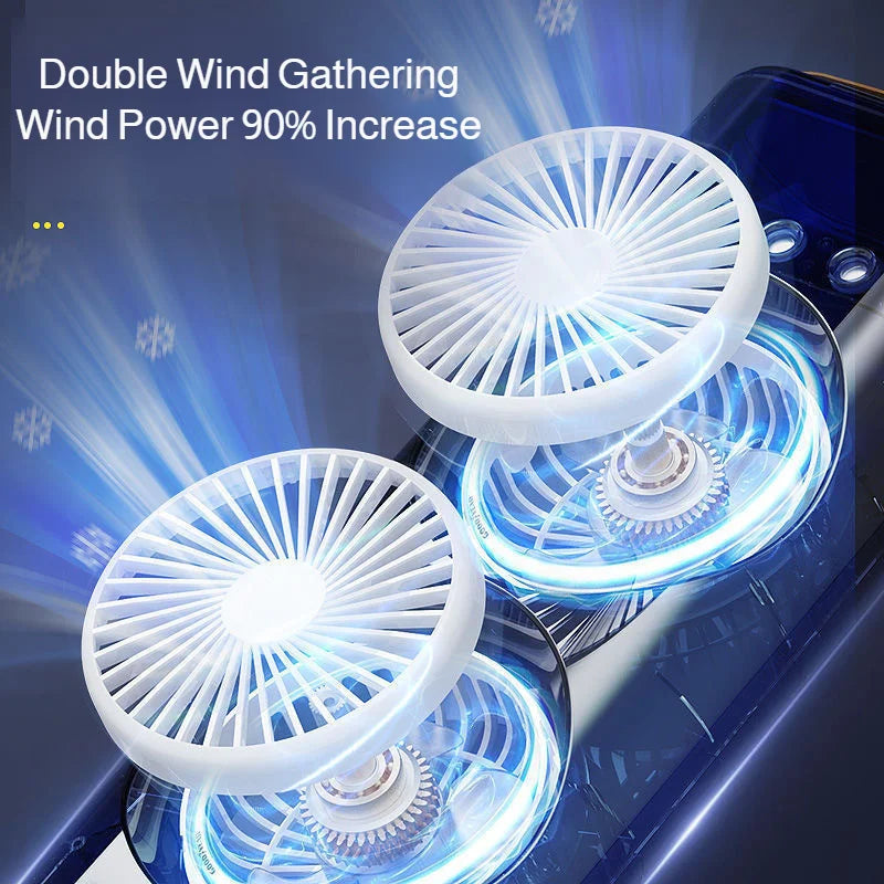 New 3 in 1 Dual-head Fan Household Mini Air Cooler LED Night Light Portable Humidifier Air Adjustment Fan for Office, Home