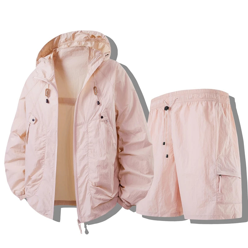 UV Protection Ice Silk Lightweight Outdoor Jacket for Men Breathable Skin Shirt Couple's Summer Fashion Urban Style Hat