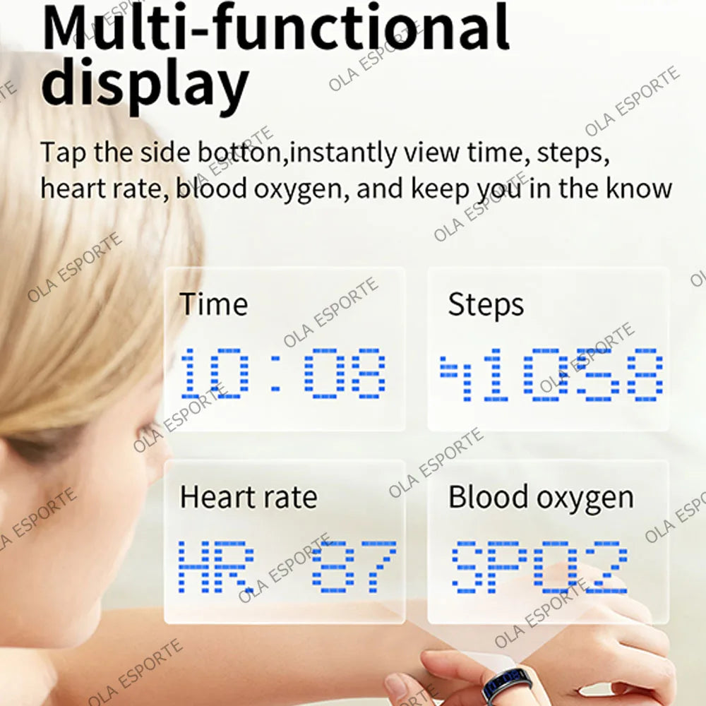 Health Smart Ring Heart Rate Sleep Monitoring Touch Display Screen Pedometer Multiple Exercise Modes Multi-Function Fashion Ring