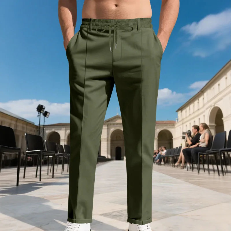 Men's Solid Color Large-Sized Form-Fitting Business Casual Pants Simple Design for Professional And Everyday Wear