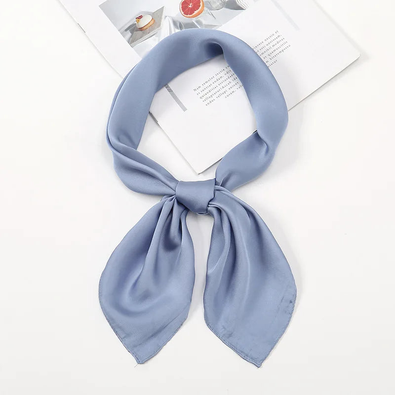 70cm Solid Color Simple Silk Scarf Women Imitation Silk Fashion Versatile Headwear Bag Accessories Clothing Square Scarf