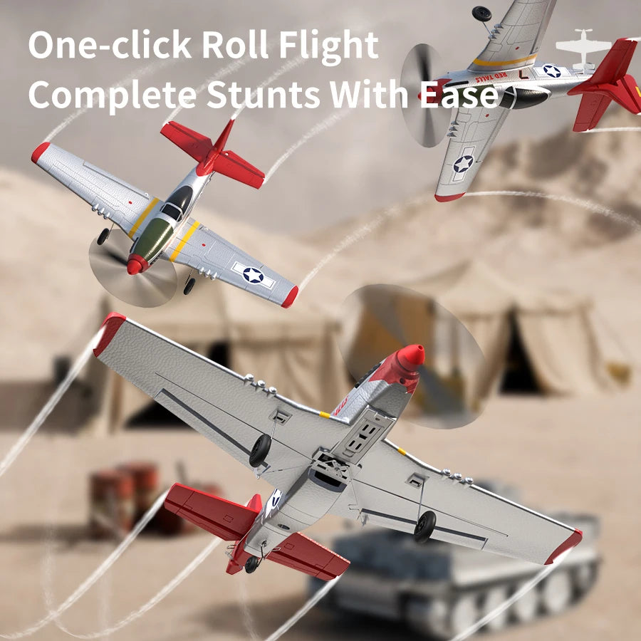 RC Plane P51 Mustang 2.4G Radio EPP Foam 4CH 6 Axis 410MM Wingspan RC Fighter One Key Aerobatic RTF Aircraft Toys