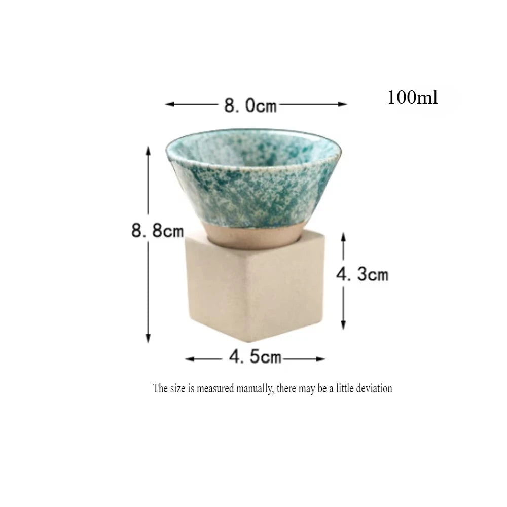 1Pack Ceramic Coffee Cup with Base 100mlCreative Triangular Cone Porcelain Cup Funnel Coffee Tea Cup Set Personalized Coffee Cup