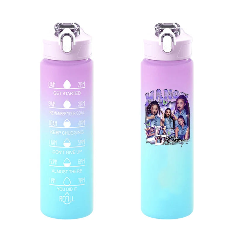 750ML Kpop Katseye Gradient Color Water Cup Popular Cartoon Print Girls Drinking Bottle Women Outdoor Portable Strawing Bottles