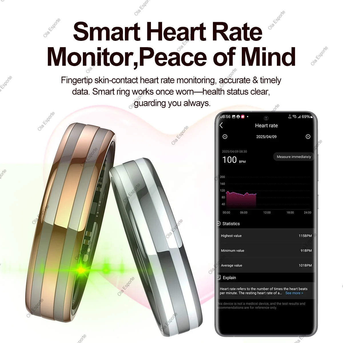 New Smart Ring Female Health Tracking Temperature Heart Rate Blood Oxygen Sleep Monitor Motion-Sensing Game IP68 Waterproof Ring