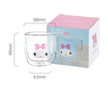 l helloKitty Double Layered High Borosilicate Glass Cup for Girls and Children 300ml Double Layered Glass Cup