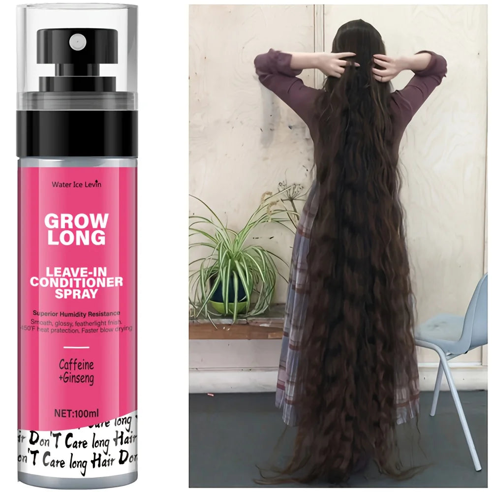 Leave-In Conditioner Spray and Softener, Long Biotin - Anti-Frizz Deep Conditioner for Split Ends and Fracture - Vitamin E, Caffeine and Ginseng, Suitable for Curly Hair, Dry and Damaged Hair - Free Item