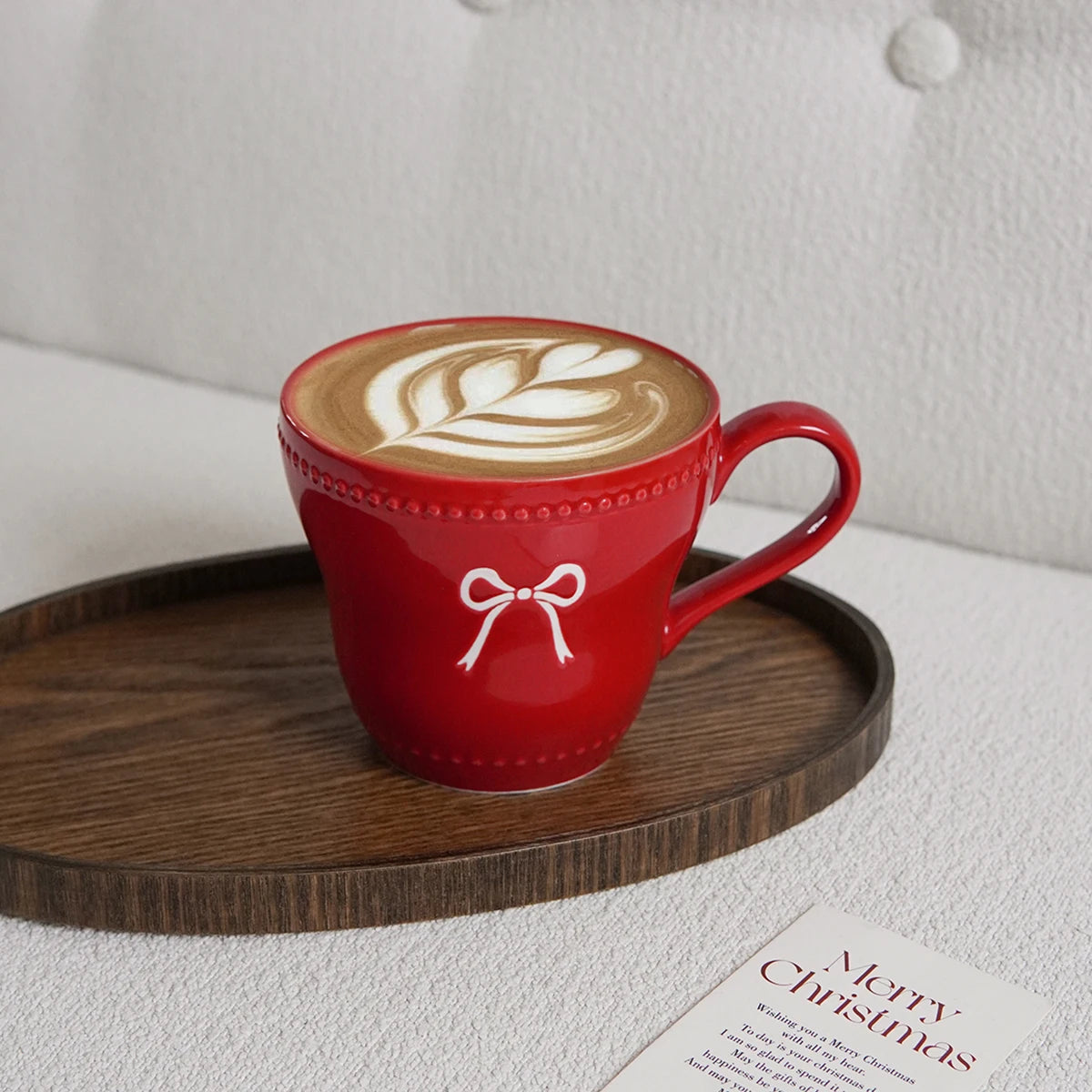 1Pc Ceramic Mug with Bowknot Design, Pearl Dot Lace Design, Exquisite and Simple Bowknot Mug Coffee Cup, Suitable for Home Decoration, Daily Breakfast Drinking Cup, Afternoon Tea Coffee Cup, Restaurant Cafe Latte Art Cup, Gif