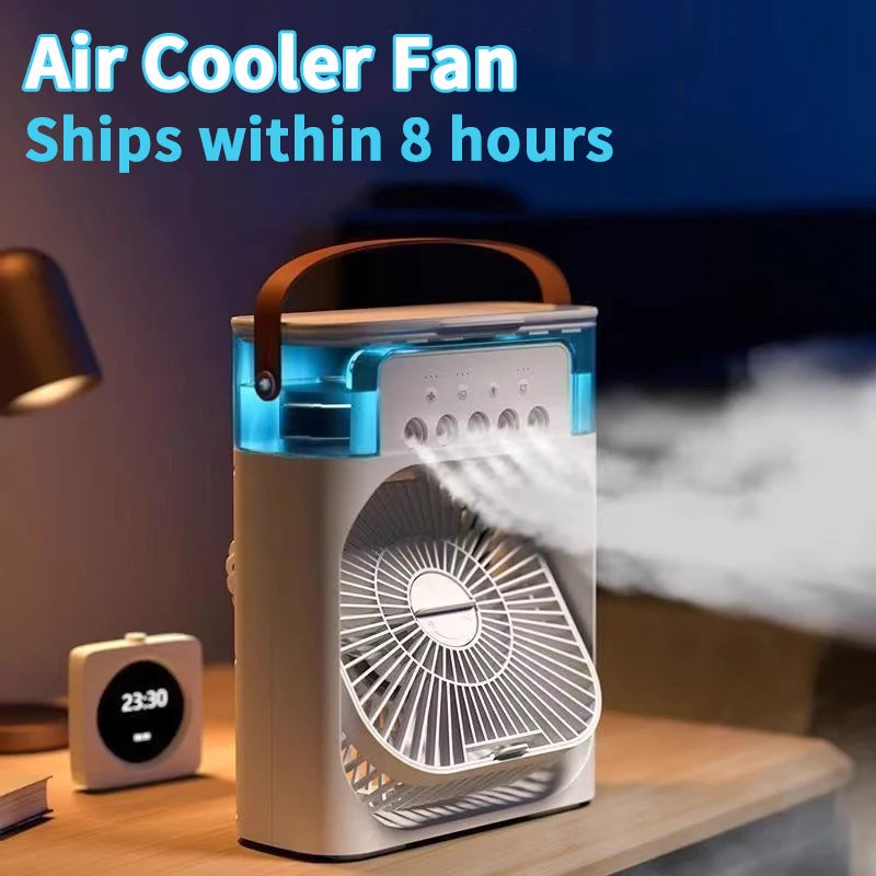 2026 New 3 In 1 Fan Air Conditioner Mini Cooler LED Night Light Humidifier Office Home Fan