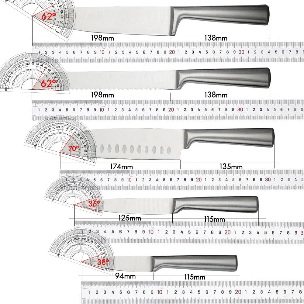 Kitchen Knife set 5-piece stainless steel kitchen with hollow handle Chef's knife Japanese knife Multi-purpose knife Fruit knife