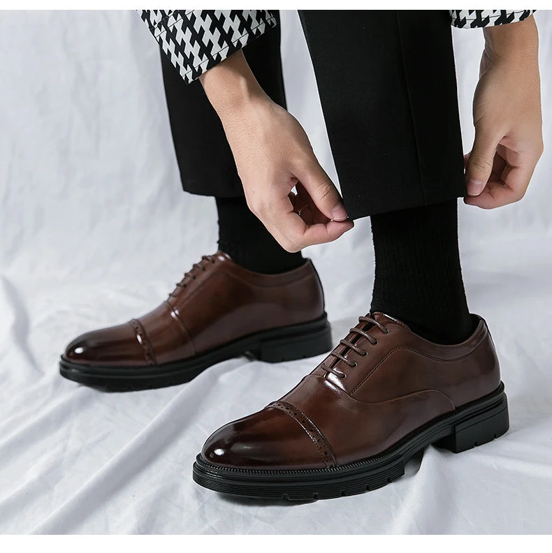 Men’s Dress Shoes High Quality Business British Social Formal Leather Shoes For Men Block Party Wedding Business Office Shoes