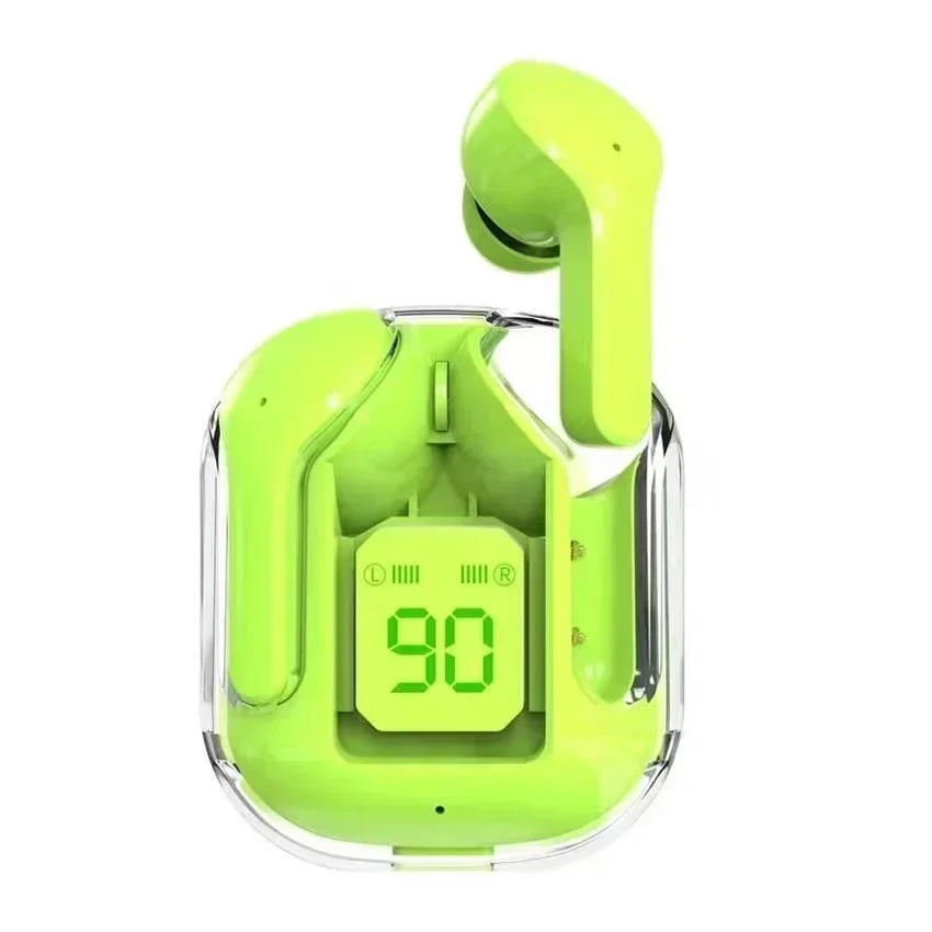 TWSHK3 Wireless Bluetooth Earphone Noise Canceling HiFi Stereo Sport Headphones with Digital Display Transparent Charging Case