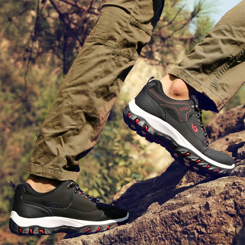 Men's Hiking Shoes Waterproof Leather Outdoor PU Shoes Wear-resistant Men Trekking Walking Hunting Tactical Sneakers