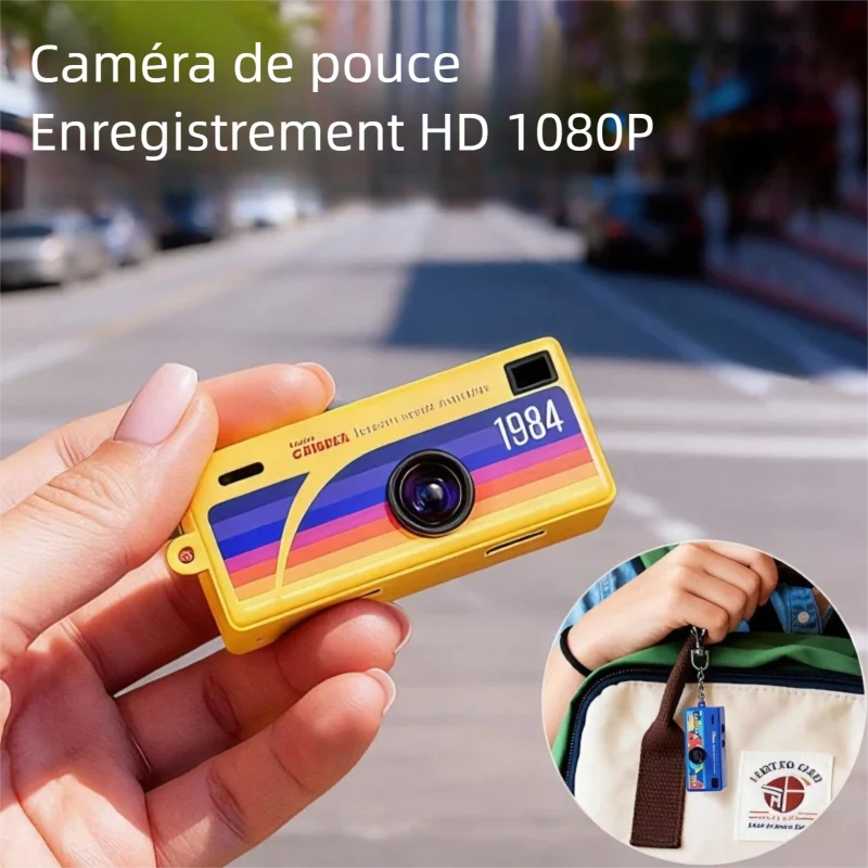 Retro Mini Keychain Thumb Camera 1080P HD Recorder Built-in Flash Auto Focus 130° Wide Angle Lens TFT LCD Screen Portable Camera