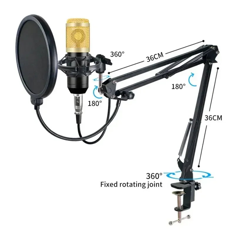For BM800 V8 Sound Card Set Professional Audio Condenser Mic Studio Singing for Karaoke Podcast Recording Live Streaming