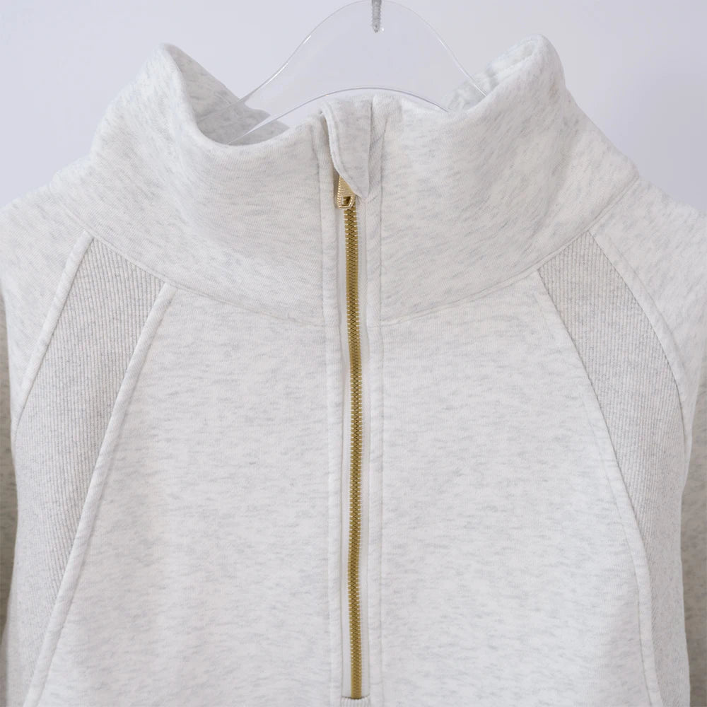 Women's large-size half-zip sweater, perfect for autumn and winter warmth, suitable for both sports and daily casual wear