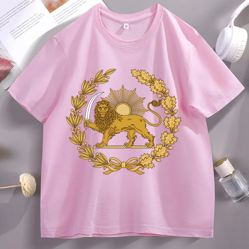 Iran T-Shirt Lion and Sun Persian Pride T Shirt Iran Map Unisex Iranian Apparel Cotton Funny T-Shirts O Neck Tee Shirt