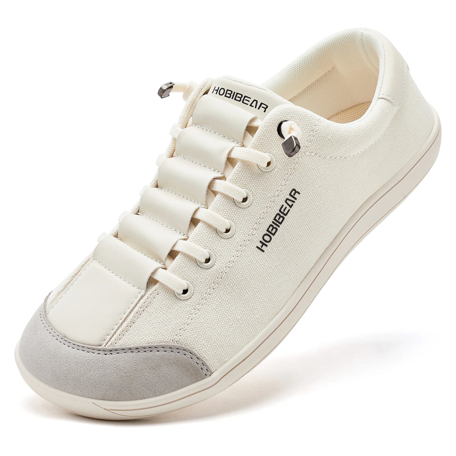 HOBIBEAR Wide Toe Barefoot Shoes for Unisex Minimalist Artificial Leather Sneakers Lightweight Adjustable Slip On Walking Shoes